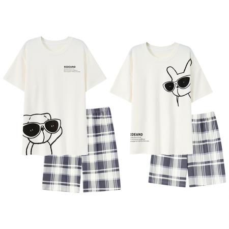 睡衣夏季睡衣情侣女带胸垫拉架仿棉家居服套 睡衣批发情侣家居服批发