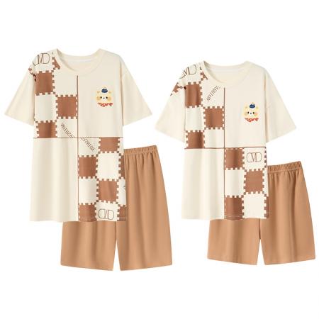 睡衣夏季睡衣情侣女带胸垫拉架仿棉家居服套 睡衣批发情侣家居服批发