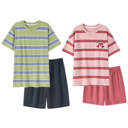 睡衣夏季睡衣情侣女带胸垫拉架仿棉家居服套 睡衣批发情侣家居服批发