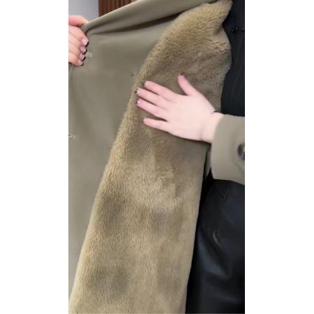 LN76360# 秋冬新款加绒中长款风衣外套洋气保暖过膝气质大衣显瘦