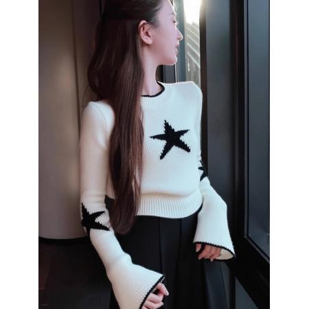 FA46255# 绝美巨好看秋冬韩系漂亮轻奢减龄洋气慵懒高级感白色毛衣上衣 服裝批發女裝批發服飾貨源