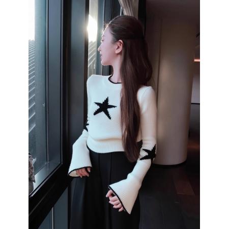 FA46255# 绝美巨好看秋冬韩系漂亮轻奢减龄洋气慵懒高级感白色毛衣上衣 服裝批發女裝批發服飾貨源