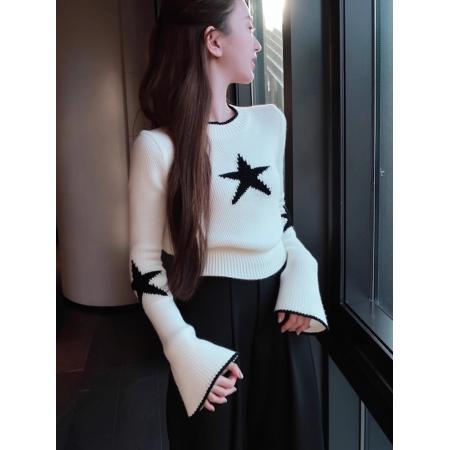 FA46255# 绝美巨好看秋冬韩系漂亮轻奢减龄洋气慵懒高级感白色毛衣上衣 服裝批發女裝批發服飾貨源