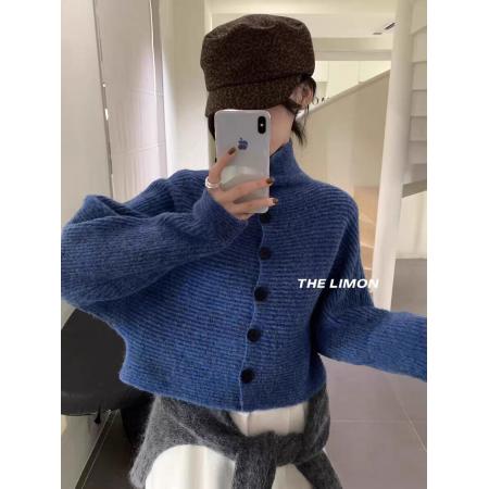 FA46256# 韩国东大门秋冬新款复古气质宽松单排扣短款针织开衫毛衣外套女潮 服裝批發女裝批發服飾貨源