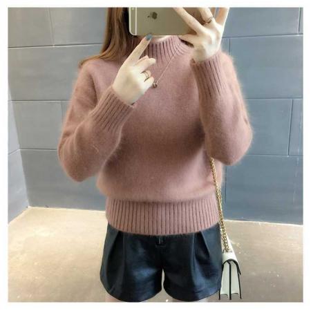 FA46287# 秋冬仿水貂绒毛衣女新款潮百搭针织衫宽松套头打底衫 服裝批發女裝批發服飾貨源