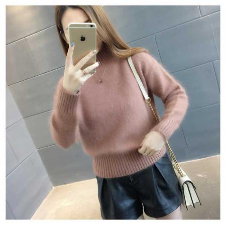 FA46287# 秋冬仿水貂绒毛衣女新款潮百搭针织衫宽松套头打底衫 服裝批發女裝批發服飾貨源