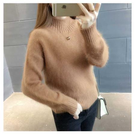 FA46287# 秋冬仿水貂绒毛衣女新款潮百搭针织衫宽松套头打底衫 服裝批發女裝批發服飾貨源