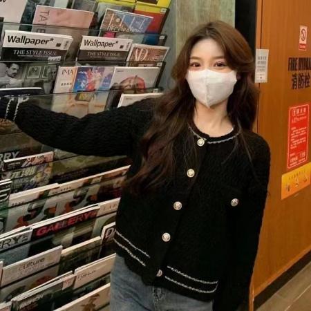 FA46288# 韩国慵懒风针织衫秋冬新款女气质百搭设计感小众短款毛衣开衫外套 服裝批發女裝批發服飾貨源