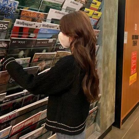 FA46288# 韩国慵懒风针织衫秋冬新款女气质百搭设计感小众短款毛衣开衫外套 服裝批發女裝批發服飾貨源