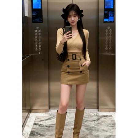 FA46290# 今年流行绝美巨好看气质打底衫轻奢高级感超好看卡其色针织衫女秋 服裝批發女裝批發服飾貨源