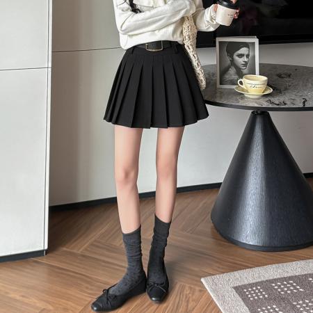 FA46292# 毛呢短裙裤秋冬新款呢子a字短裤裙高腰防走光短裤百褶半裙女 服裝批發女裝批發服飾貨源