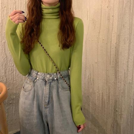 FA46311# 纯色基础款堆堆翻领高领打底衫上衣针织衫 服裝批發女裝批發服飾貨源