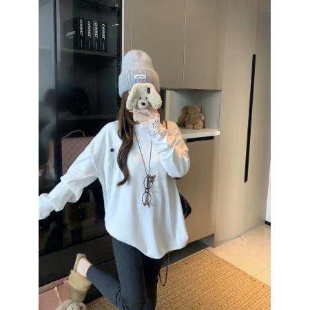 FA46313# 镂空花边蕾丝拼接感长袖T恤甜美百搭休闲单穿内搭打底衫 服裝批發女裝批發服飾貨源