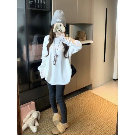 FA46313# 镂空花边蕾丝拼接感长袖T恤甜美百搭休闲单穿内搭打底衫 服裝批發女裝批發服飾貨源