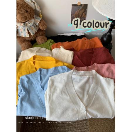 FA46324# 韩版甜美V领长袖针织衫女百搭宽松开衫上衣毛衣 服裝批發女裝批發服飾貨源