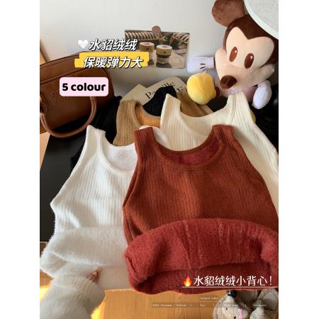 FA46326# 保暖背心秋冬款内搭设计感加绒加厚发热打底无袖吊带上衣 服裝批發女裝批發服飾貨源