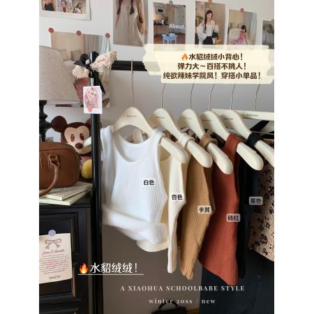 FA46326# 保暖背心秋冬款内搭设计感加绒加厚发热打底无袖吊带上衣 服裝批發女裝批發服飾貨源