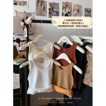FA46326# 保暖背心秋冬款内搭设计感加绒加厚发热打底无袖吊带上衣 服裝批發女裝批發服飾貨源