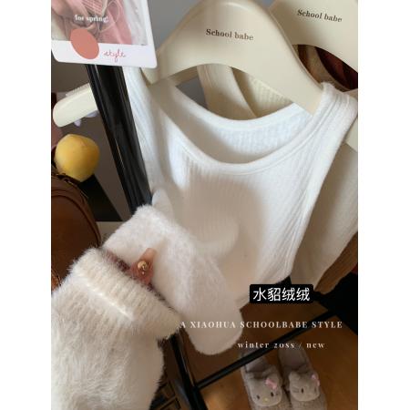 FA46326# 保暖背心秋冬款内搭设计感加绒加厚发热打底无袖吊带上衣 服裝批發女裝批發服飾貨源