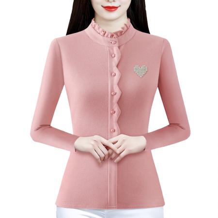 FA46344# 秋冬季新品时尚气质百搭长袖绣花套头加厚打底衫减龄上衣 服裝批發女裝批發服飾貨源