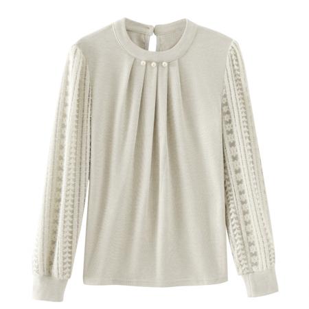 FA46345# 秋冬新款纯色三粒珠子款气质百搭衬衫 服裝批發女裝批發服飾貨源