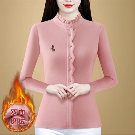 FA46348# 秋冬季新品时尚气质百搭长袖绣花套头加厚打底衫减龄女士上衣 服裝批發女裝批發服飾貨源