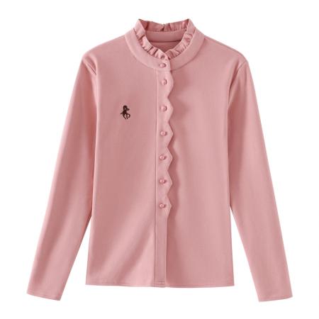 FA46348# 秋冬季新品时尚气质百搭长袖绣花套头加厚打底衫减龄女士上衣 服裝批發女裝批發服飾貨源