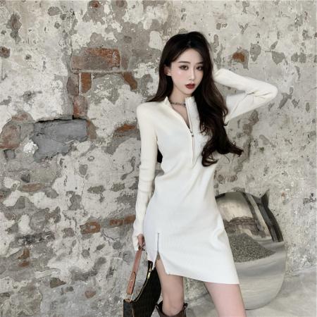 FA46371# 新款赫本风收腰显瘦气质性感包臀内搭打底针织连衣裙子 服裝批發女裝批發服飾貨源