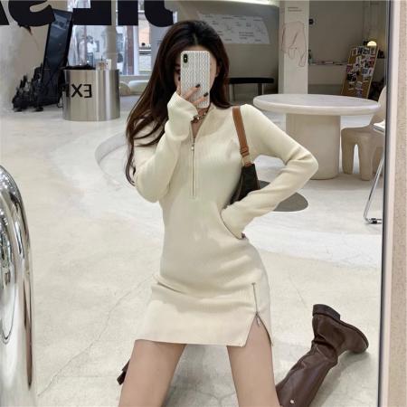 FA46371# 新款赫本风收腰显瘦气质性感包臀内搭打底针织连衣裙子 服裝批發女裝批發服飾貨源