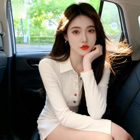 FA46373# 秋季新款韩版时尚纽扣翻领polo衫气质修身百搭长袖上衣女 服裝批發女裝批發服飾貨源