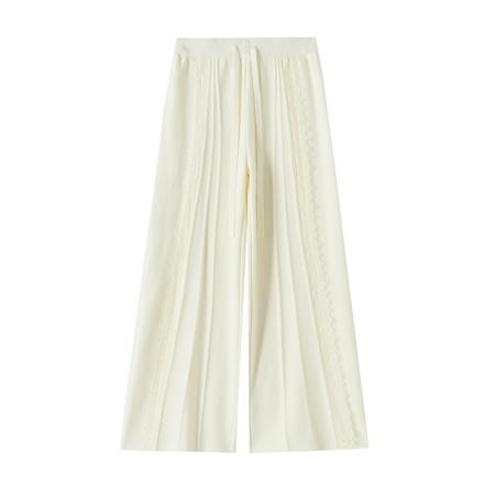 FA46388# 设计感蕾丝针织阔腿裤女秋冬新款高腰显瘦休闲直筒长裤子 服裝批發女裝批發服飾貨源