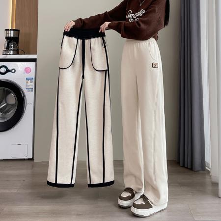 FA46391# 新款羊毛蚕丝香蕉裤阔腿裤女加绒加厚休闲运动裤拖地裤 服裝批發女裝批發服飾貨源