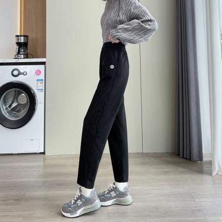 FA46394# @羊毛阔腿裤秋冬直筒显瘦香蕉裤哈伦加绒椎板大码萝卜奶奶裤 服裝批發女裝批發服飾貨源