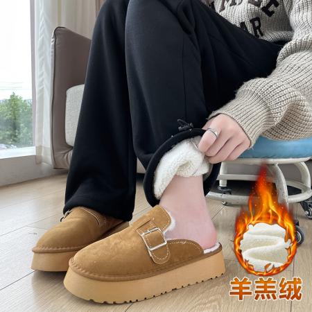 FA46396# 羊羔绒运动裤秋冬款宽松直筒休闲美式两穿阔腿灰色加绒卫裤 服裝批發女裝批發服飾貨源