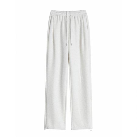 FA46396# 羊羔绒运动裤秋冬款宽松直筒休闲美式两穿阔腿灰色加绒卫裤 服裝批發女裝批發服飾貨源