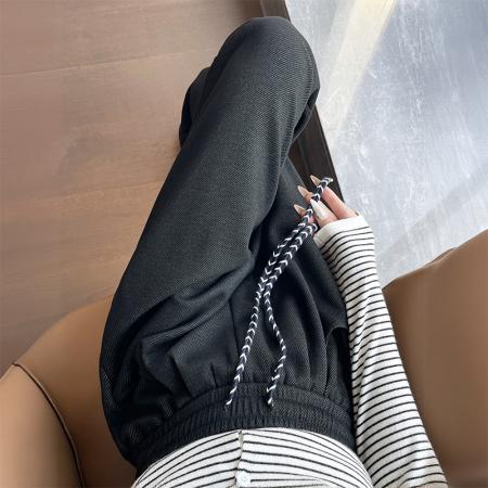 FA46398# 重磅醋酸羊毛针织牛仔蓝休闲裤秋冬垂感直筒显瘦加绒拖地裤 服裝批發女裝批發服飾貨源