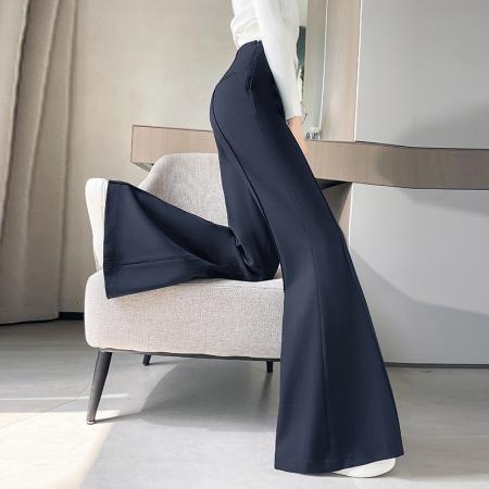 FA46401# 秋冬新款羊毛西装喇叭裤高腰微喇直筒保暖阔腿拖地裤女 服裝批發女裝批發服飾貨源