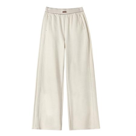 FA46407# 秋冬新款加绒保暖直筒休闲阔腿拖地裤女高腰羊绒糯米裤 服裝批發女裝批發服飾貨源