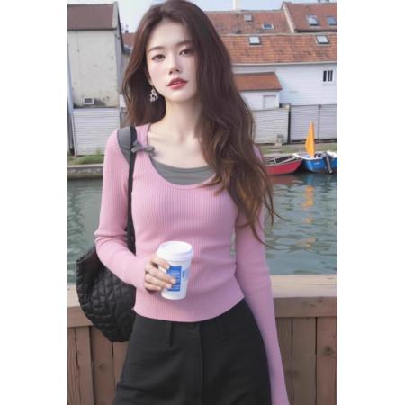 FA46421# 欧货时尚复古字母印花无帽圆领卫衣女冬季慵懒风宽松百搭长袖上衣 服裝批發女裝批發服飾貨源