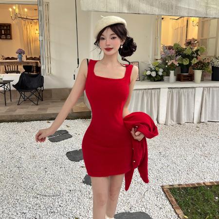 FA46423# 秋冬新气质高级感套装小香风针织开衫上衣包臀连衣裙女两件套 服裝批發女裝批發服飾貨源