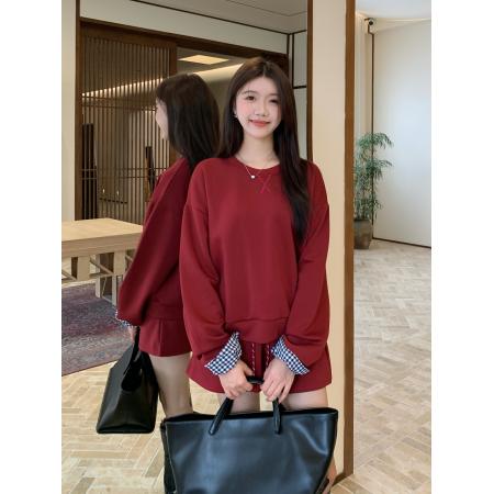 FA46430# 大码套装休闲时尚高级感miu系卫衣裙子两件套 服裝批發女裝批發服飾貨源