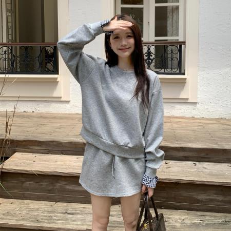 FA46430# 大码套装休闲时尚高级感miu系卫衣裙子两件套 服裝批發女裝批發服飾貨源