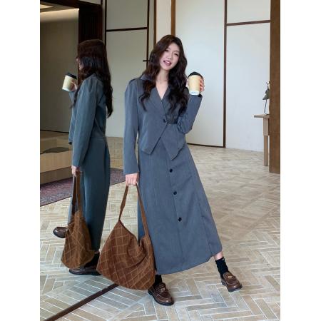 FA46434# 大码气质高级感时尚长袖西装高腰半身裙两件套装 服裝批發女裝批發服飾貨源