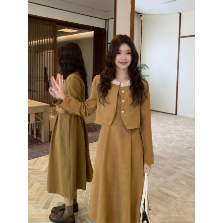 FA46436# 大码高级感洋气减龄气质显瘦百搭连衣裙中长款裙 服裝批發女裝批發服飾貨源