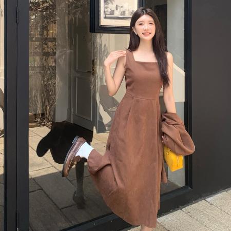 FA46436# 大码高级感洋气减龄气质显瘦百搭连衣裙中长款裙 服裝批發女裝批發服飾貨源