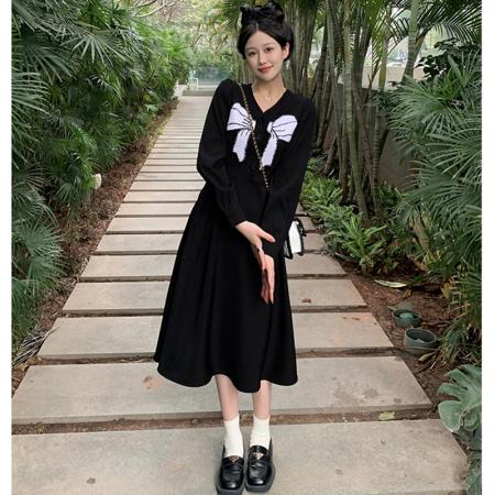 FA46444# 法式赫本风闺蜜西装连衣裙女春秋新款大码胖妹妹显瘦小黑裙子 服裝批發女裝批發服飾貨源