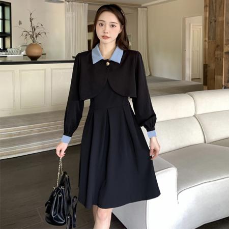 FA46453# 两件套大码微胖mm短款外套上衣女百褶a字吊带连衣裙套装 服裝批發女裝批發服飾貨源