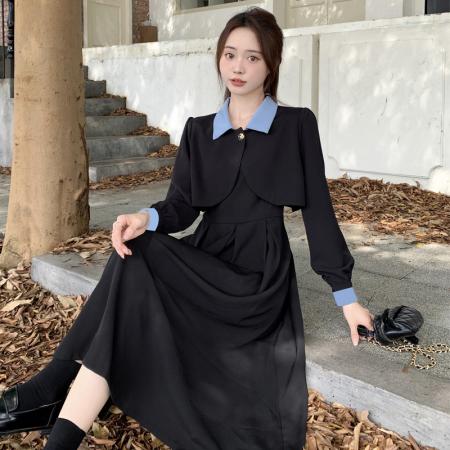 FA46453# 两件套大码微胖mm短款外套上衣女百褶a字吊带连衣裙套装 服裝批發女裝批發服飾貨源