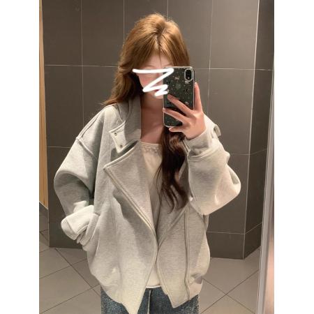 FA46459# 韩系设计感独特超好看外套女春秋新款慵懒风oversize连帽卫衣