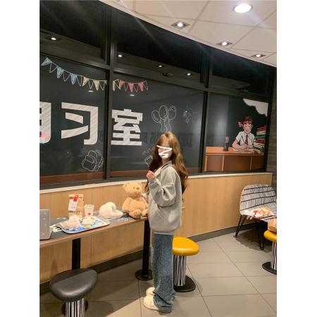 FA46459# 韩系设计感独特超好看外套女春秋新款慵懒风oversize连帽卫衣